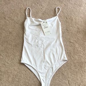 NWT White Zara Straight Neck Bodysuit